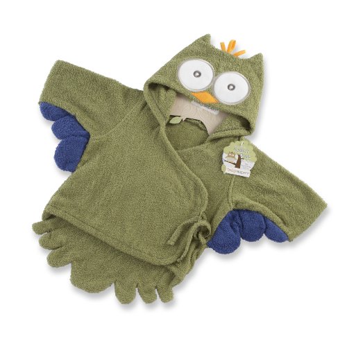 8852166992536 - BABY ASPEN, MY LITTLE NIGHT OWL HOODED TERRY SPA ROBE, GREEN, 0-6 MONTHS