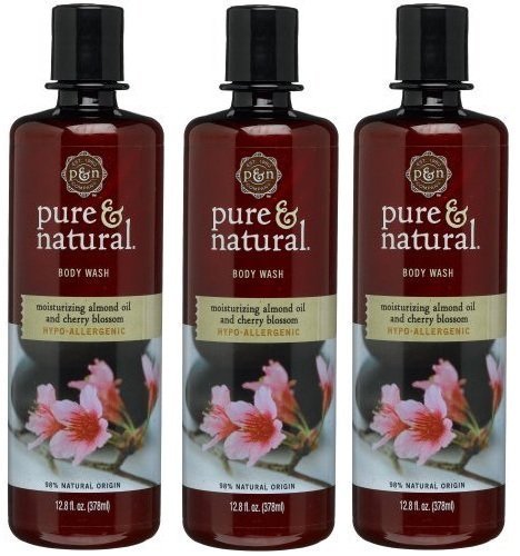 0885217530836 - PURE & NATURAL BODY WASH, MOISTURIZING ALMOND OIL & CHERRY BLOSSOM, 12.8-OUNCE BOTTLES (PACK OF 3)
