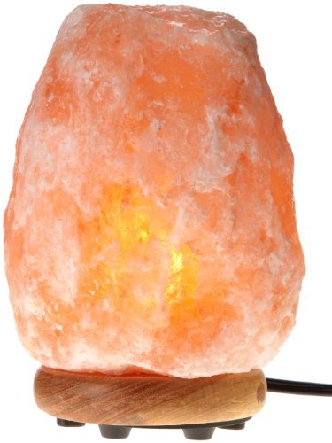 0885220303632 - WBM 1002 HAND CARVED HIMALAYAN NATURAL CRYSTAL LAMP BUNDLE WITH NEEM WOOD BASE, BULB AND DIMMER SWITCH - 8-INCH