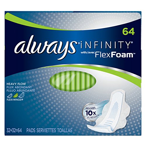 0885222326240 - ALWAYS INFINITY HEAVY WITH WINGS, UNSCENTED PADS 64 COUNT
