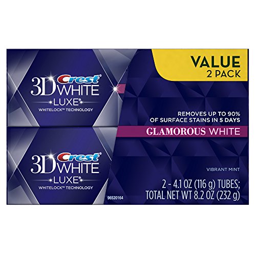 0885222330599 - CREST 3D WHITE LUXE GLAMOROUS WHITE VIBRANT MINT FLAVOR WHITENING TOOTHPASTE TWIN PACK 8.2 OZ