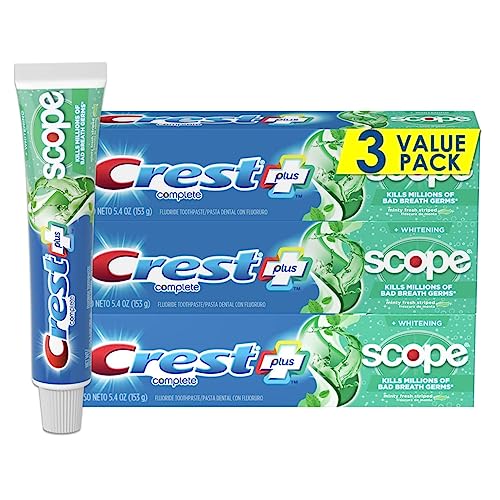 0885222330643 - CREST + SCOPE COMPLETE WHITENING TOOTHPASTE, MINTY FRESH, 5.4 OZ (PACK OF 3)