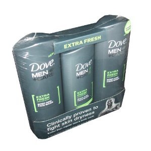 0885229431473 - DOVE MEN PLUS CARE EXTRA FRESH COOLING AGENT BODY AND FACE WASH TOTAL SKIN COMFORT 3 PACK VALUE PACK