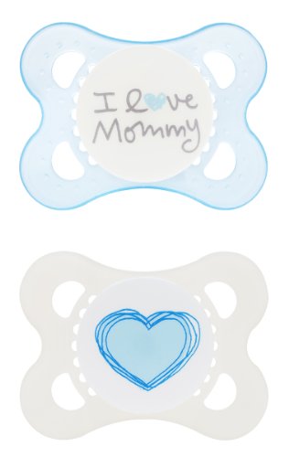 0885234437705 - MAM LOVE AND AFFECTION, I LOVE MOMMY, SILICONE PACIFIER, BOY, 0-6 MONTHS, 2 COUNT