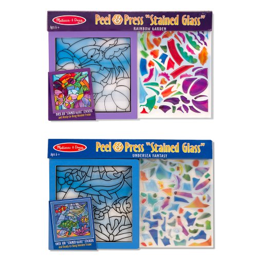 0885238429386 - MELISSA & DOUG PEEL & PRESS STAINED GLASS BUNDLE CONTAINS RAINBOW GARDEN AND UND