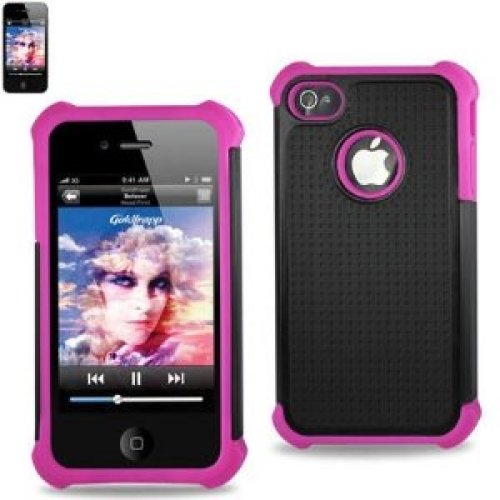 0885249266536 - BLACK/PINK PREMIUM COMBO HARD CASE+SILICON CASE FOR APPLE IPHONE 4S