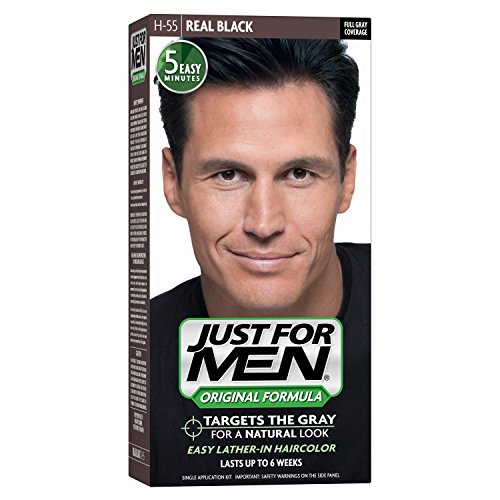0885258252025 - JUST FOR MEN SHAMPOO-IN HAIR COLOR, REAL BLACK 55, 1 APPLICATION (PACK OF 3)