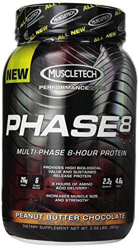 0885260141577 - MUSCLETECH PHASE 8 PROTEIN POWDER, MULTI-PHASE 8-HOUR PROTEIN FORMULA, PEANUT BUTTER CHOCOLATE, 2.0 LBS (907G)