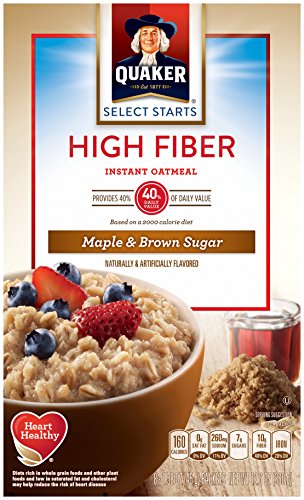 0885260452383 - QUAKER INSTANT OATMEAL, HIGH FIBER, MAPLE BROWN SUGAR, 1.58 OUNCE PACKET, 8 COUNT, (PACK OF 4)