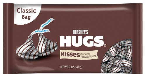 0885260456848 - HERSHEY'S HUGS, MILK CHOCOLATE KISSES HUGGED BY WHITE CRÈME, 12-OUNCE BAGS (PAC