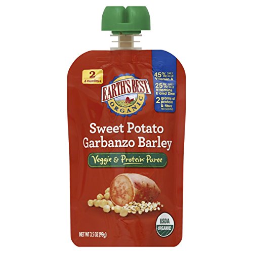 0885260466045 - EARTH'S BEST ORGANIC STAGE 2, SWEET POTATO, GARBANZO & BARLEY, 3.5 OUNCE POUCH (PACK OF 12)