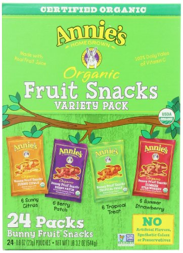 0885260482250 - ANNIE'S HOMEGROWN ORGANIC BUNNY FRUIT SNACKS VARIETY PACK 0.8 OZ (24 CT)