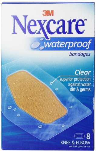 0885284591389 - NEXCARE WATERPROOF CLEAR BANDAGE, KNEE AND ELBOW, 8-COUNT PACKAGES (PACK OF 6)