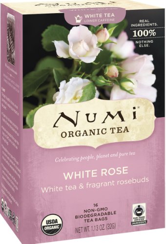 0885284906015 - NUMI ORGANIC TEA WHITE ROSE, FULL LEAF WHITE TEA, 16-COUNT TEA BAGS - 1.13 OZ (PACK OF 3)