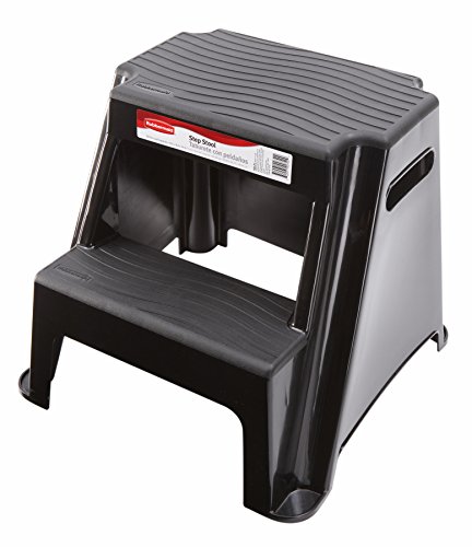 0885298386544 - RUBBERMAID RM-P2 2-STEP MOLDED PLASTIC STOOL WITH NON-SLIP STEP TREADS, 300-POUND CAPACITY, BLACK FINISH