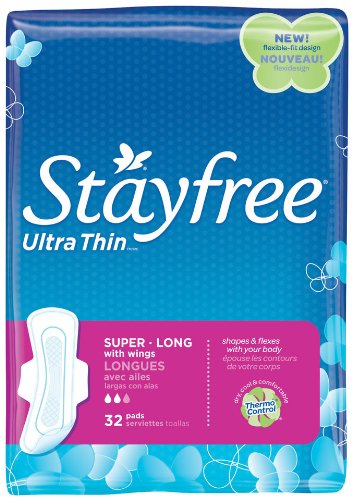 0885300687829 - STAYFREE ULTRA THIN LONG PADS WITH WINGS, 32 COUNT (PACK OF 2)