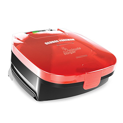 0885310428528 - GEORGE FOREMAN GR1036BTR 5-MINUTE BURGER GRILL, RED