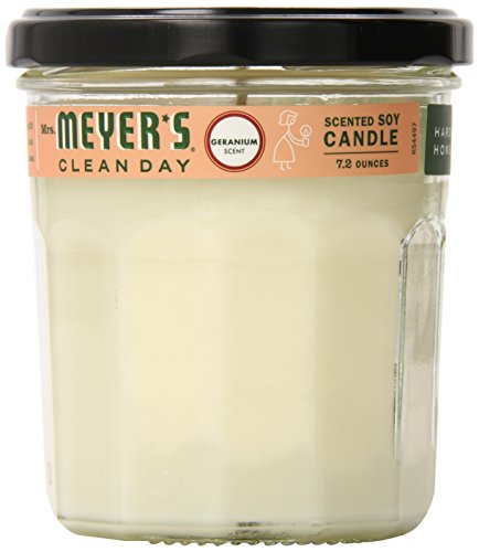0885311017424 - MRS. MEYER'S CLEAN DAY SOY CANDLE, GERANIUM, 7.2-OUNCE GLASS JARS (PACK OF 6)