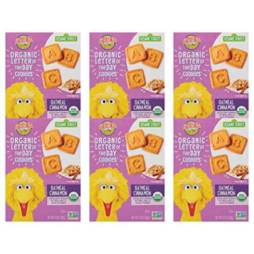 0885313535742 - EARTHS BEST ORGANIC SESAME STREET TODDLER LETTER OF THE DAY COOKIES, OATMEAL CINNAMON, 5.3 OZ. BOX (PACK OF 6)