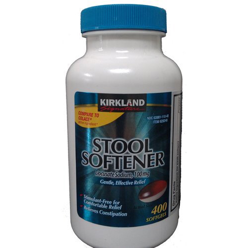 0885332715033 - COMPARE STOOL SOFTENER TO COLACE! - KIRKLAND SIGNATURE STOOL SOFTENER DOCUSATE SODIUM 100 MG, (400 SOFTGELS) IN ONE BOTTLE