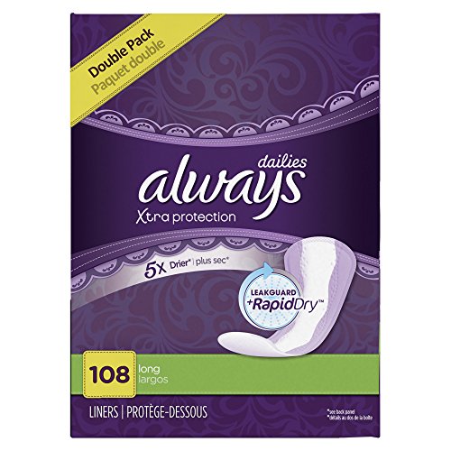 ALWAYS XTRA PROTECTION LONG DAILY LINERS UNSCENTED 108 COUNT