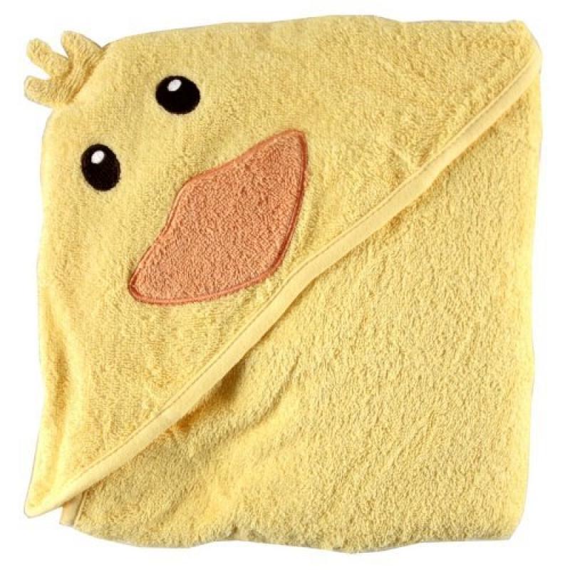 0885337933937 - LUVABLE FRIENDS ANIMAL FACE HOODED WOVEN TERRY BABY TOWEL, DUCK