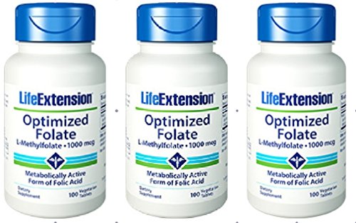 8853399567737 - LIFE EXTENSION OPTIMIZED FOLATE (L-METHYLFOLATE), 1000 MCG 100 VEGETARIAN TABLETS (3 PACK)