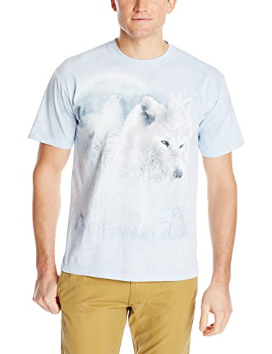 0885361138919 - THE MOUNTAIN MEN'S WHITE WOLF MOON T-SHIRT, BLUE, X-LARGE