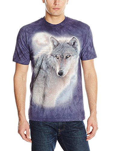 0885361803718 - THE MOUNTAIN MEN'S ADVENTURE WOLF ADULT T-SHIRT, GREY, LARGE