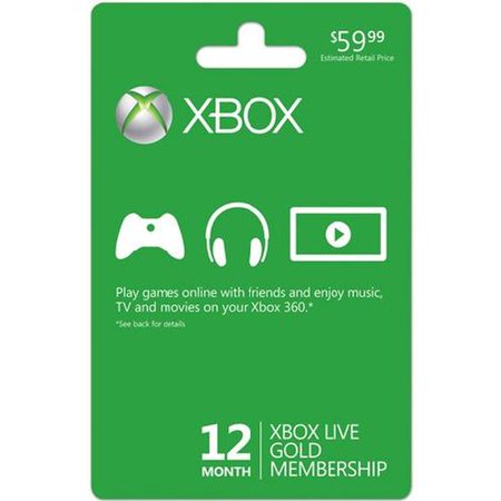 0885370612752 - MICROSOFT XBOX LIVE 12 MONTH GOLD CARD