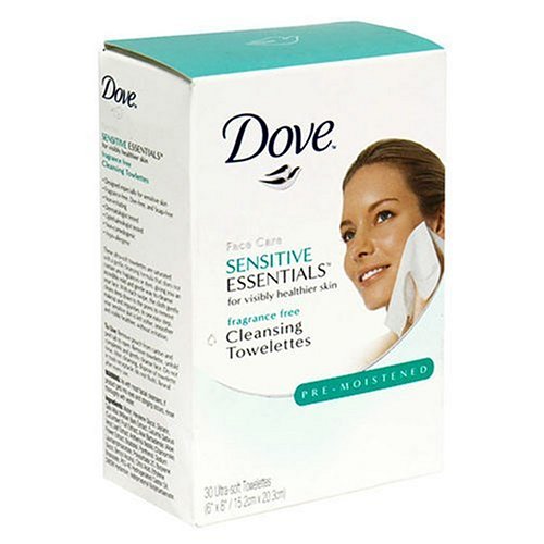 8853751317444 - DOVE FACE CARE SENSITIVE ESSENTIALS PRE-MOISTENED FRAGRANCE FREE CLEANSING TOWELETTES,