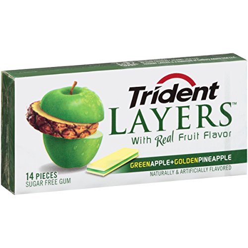 0885376755927 - TRIDENT LAYERS GUM, GREEN APPLE + GOLDEN PINEAPPLE, 14-PIECE PACKS (PACK OF 12)