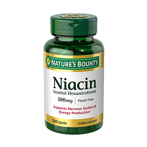 0885376762550 - NATURES BOUNTY NIACIN 500MG FLUSH FREE, CELLULAR ENERGY SUPPORT, SUPPORTS NERVOUS SYSTEM HEALTH, 120 CAPSULES
