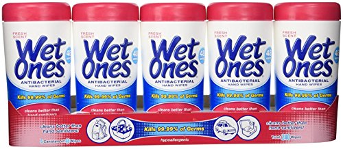 0885376776731 - WET ONES FRESH SCENT ANTI-BACTERIAL WIPES, 5-CANISTER 48 WIPES