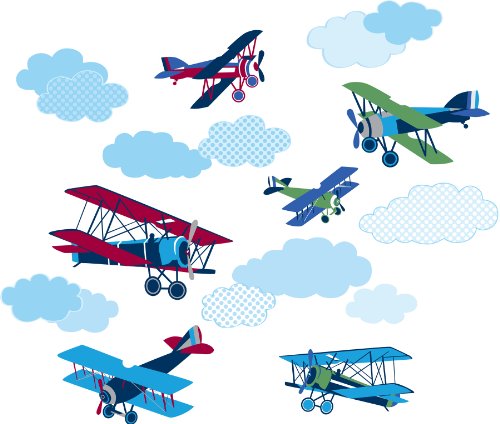 0885381926664 - WALL POPS WPK0629 MIGHTY VINTAGE PLANES WALL DECALS