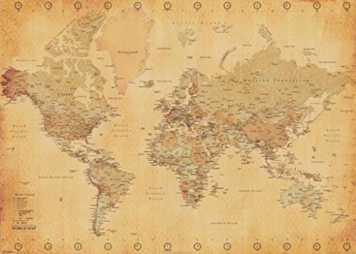0885395408132 - GENERIC VINTAGE WORLD MAP MAPS GIANT POSTER PRINT, 55X39 COLLEGE GIANT POSTER PRINT, 55X39