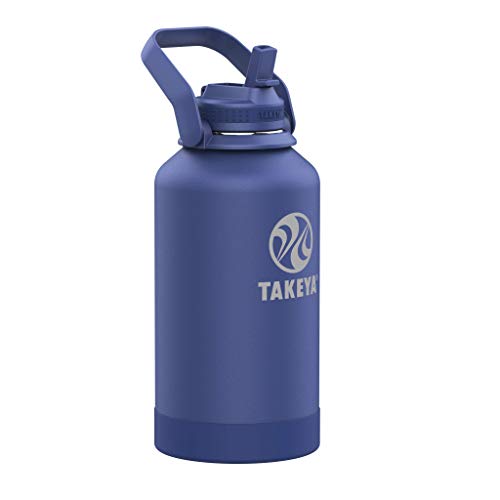 0885395530215 - TAKEYA NEWMAN PICKLEBALL INSULATED WATER BOTTLE WITH SPORT STRAW LID AND EXTRA LARGE CARRY HANDLE, 64OZ RALLY