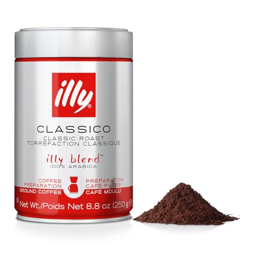 0885400082869 - ILLY CLASSICO GROUND DRIP COFFEE, MEDIUM ROAST, CLASSIC ROAST WITH NOTES OF CHOCOLATE & CARAMEL, 100% ARABICA COFFEE, NO PRESERVATIVES, 8.8 OUNCE (PACK OF 1)