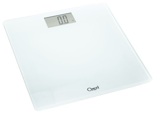 0885400630848 - OZERI PRECISION DIGITAL BATH SCALE (400 LBS EDITION), IN TEMPERED GLASS WITH STEP-ON ACTIVATION, WHITE
