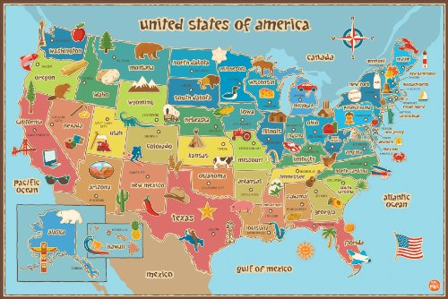 0885412752996 - WALL POPS WPE0623 KIDS USA DRY ERASE MAP DECAL WALL DECALS