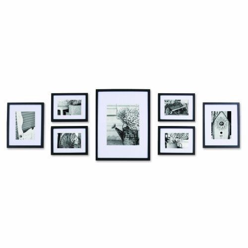 0885416712446 - BLACK SOLID WOOD WALL FRAME SET WITH USABLE ARTWORK, SET OF 7