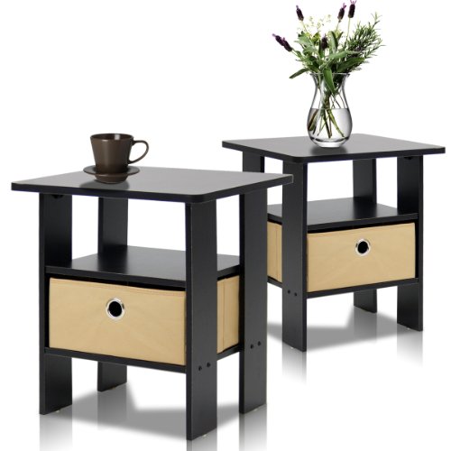0885417468977 - FURINNO 2-11157EX END TABLE BEDROOM NIGHT STAND, PETITE, ESPRESSO, SET OF 2