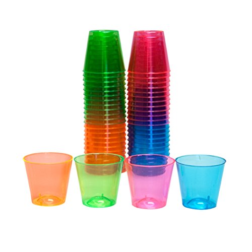 0885422290259 - PARTY ESSENTIALS HARD PLASTIC 1-OUNCE SHOT GLASSES, 50-COUNT, ASSORTED NEON