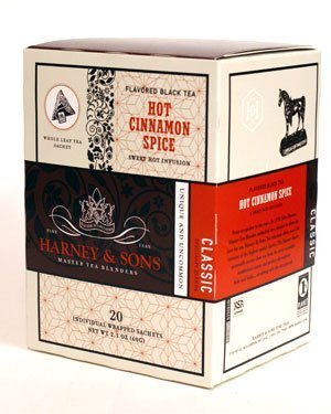 0885430978644 - HARNEY AND SONS HOT CINNAMON SPICE, FLAVORED BLACK 20 SACHETS PER BOX