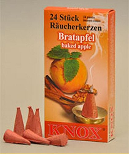 0885472526803 - KNOX BAKED APPLE SCENTED INCENSE CONES, PACK OF 24, MADE IN GERMANY