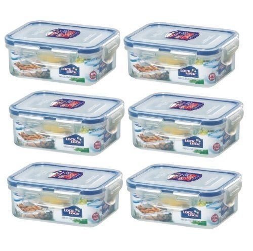 0885478627627 - (PACK OF 6) LOCK&LOCK RECTANGULAR FOOD CONTAINER, SHORT, HPL806, 1-1/2-CUP, 11 OZ