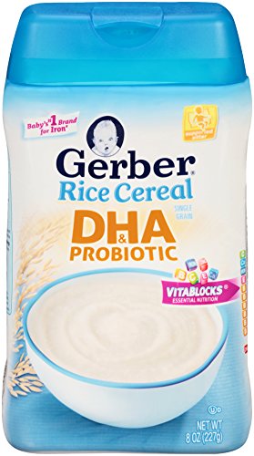 0885483398765 - GERBER DHA AND PROBIOTIC SINGLE-GRAIN RICE BABY CEREAL, 8 OUNCE (PACK OF 6)