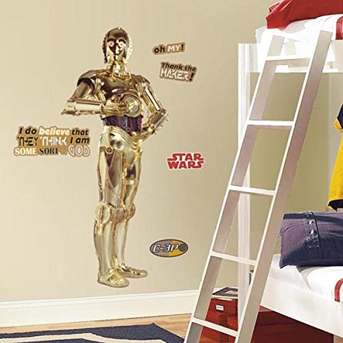 0885485802345 - ROOMMATES RMK1591GM STAR WARS CLASSIC C3PO PEEL AND STICK GIANT WALL DECAL