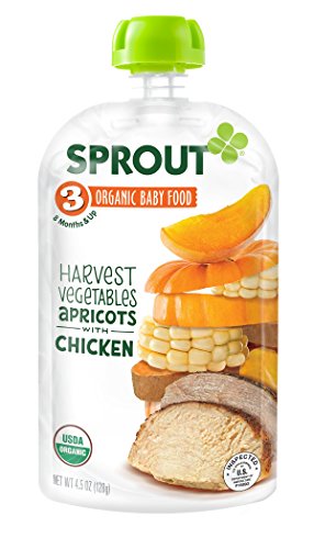 0885485817868 - SPROUT ORGANIC BABY FOOD STAGE 3 POUCHES, HARVEST VEGETABLES & APRICOT WITH CHICKEN, 4.5 OUNCE (PACK OF 5)