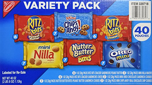 0885491475670 - NABISCO MINI SNACK VARIETY PACK, 40 COUNT